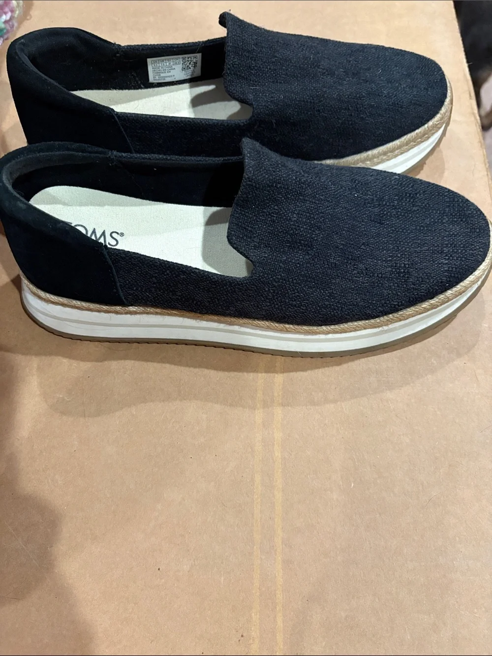 TOMS Black Canvas Slip-On Loafers